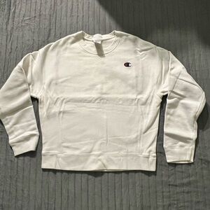 Champion Women's White Reverse Weave Crewneck Sweatshirt Pullover Size Small